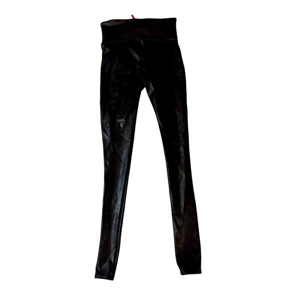 Spanx Faux Leather Leggings Women's Medium Tall High-Waisted Black Quiet Luxury - Picture 2 of 16
